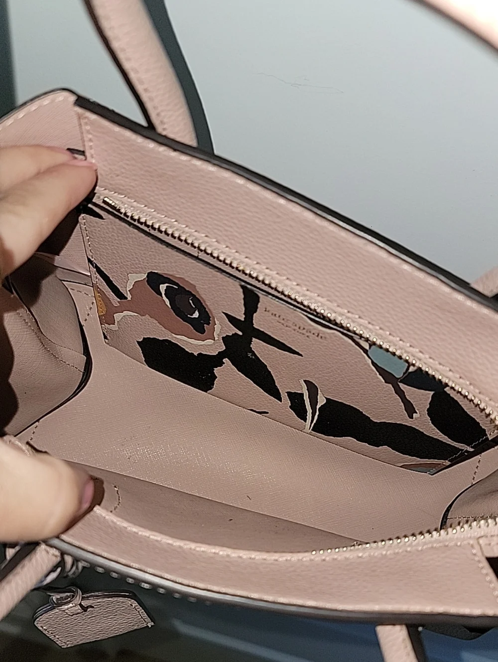 kate spade Pink Floral Leather Satchel with Removable Crossbody Strap